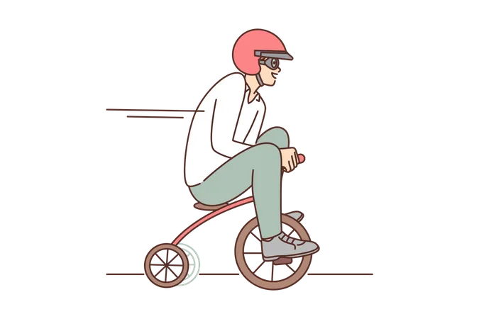 Man riding cycle  イラスト