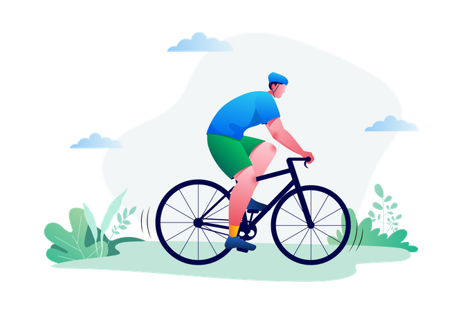 Man Riding Cycle  Illustration