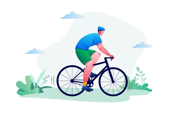 Man Riding Cycle  Illustration