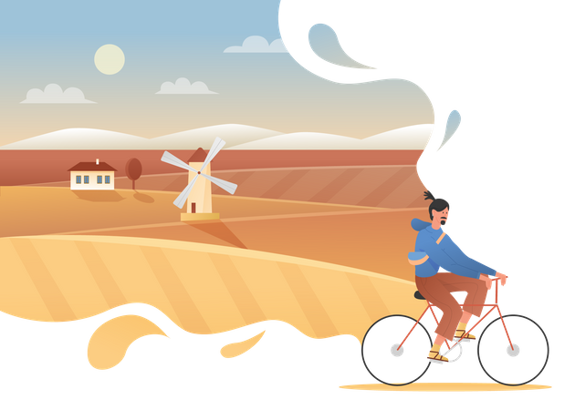 Man riding cycle  Illustration