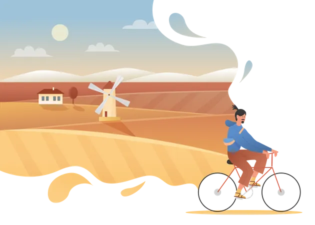 Man riding cycle  Illustration