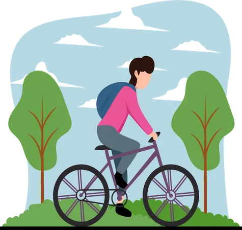 Man riding cycle  Illustration