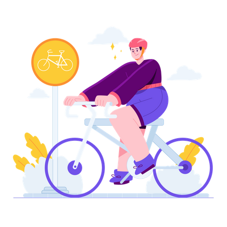 Man riding cycle  Illustration