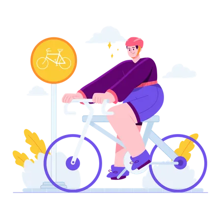 Man riding cycle  Illustration