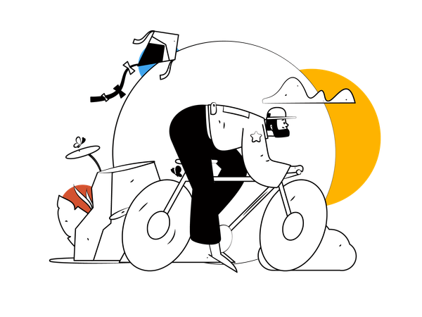 Man riding cycle  Illustration