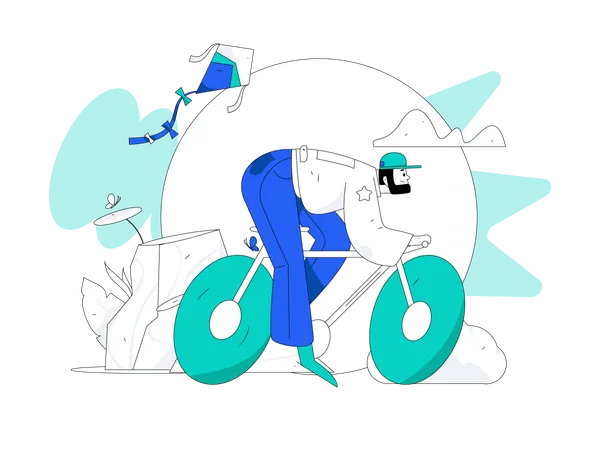 Man riding cycle  Illustration