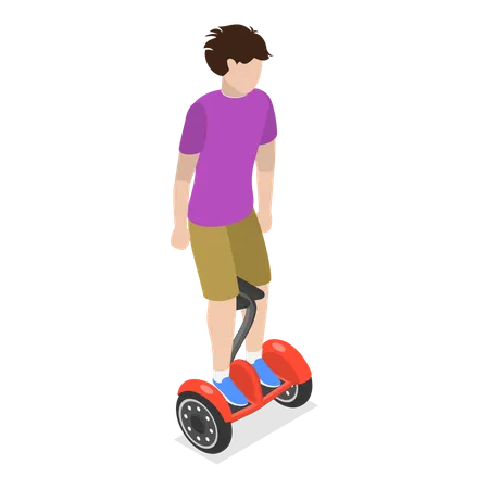 Man riding electric roverboard  Illustration