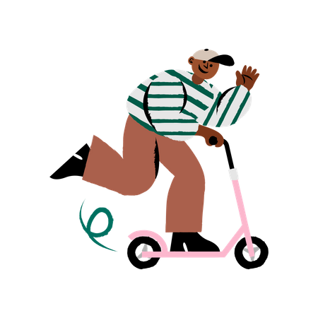 Man riding electric scooter Illustration