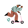illustration man riding electric scooter