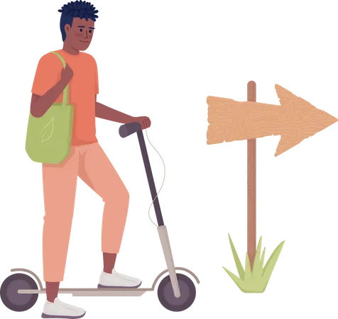 Man riding Electric scooter Illustration