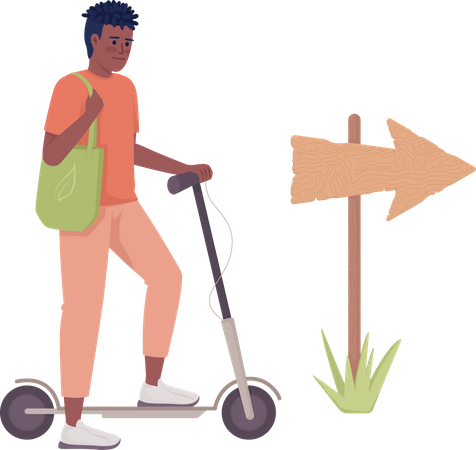 Man riding Electric scooter  Illustration