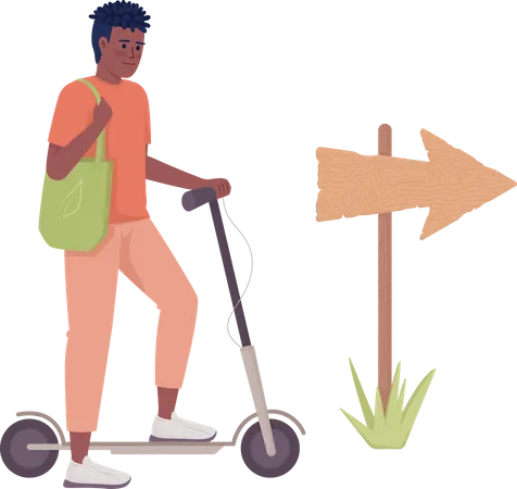 Man riding Electric scooter  Illustration