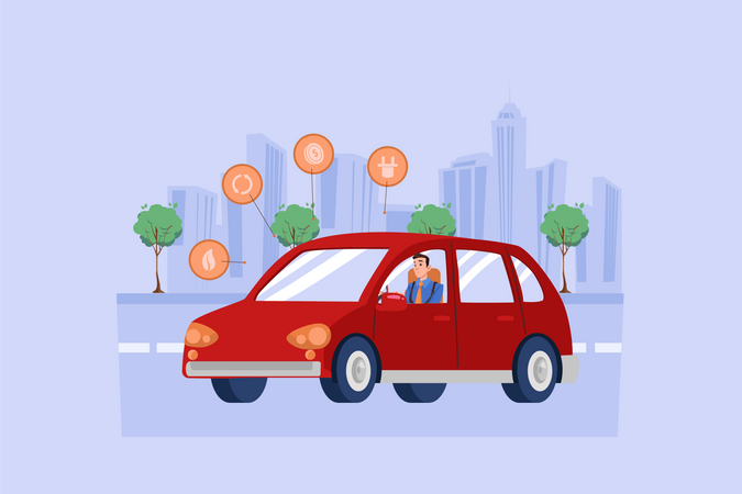 Man Riding Electronic Vehicle And Giving A Review Illustration