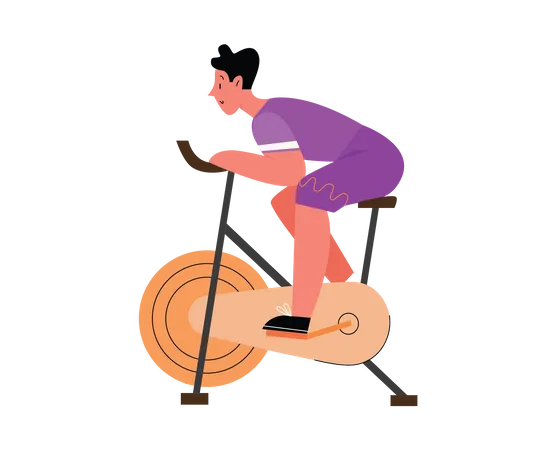 Man riding gym cycle  Illustration