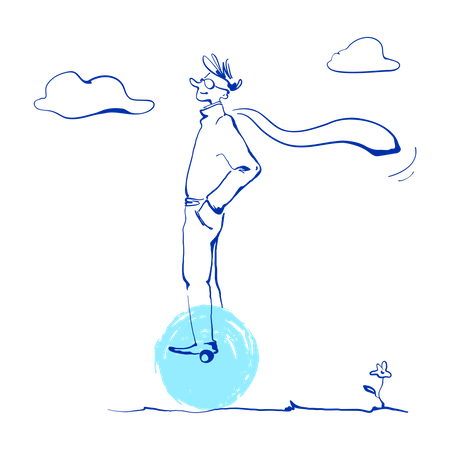 Man riding gyroscooter  Illustration