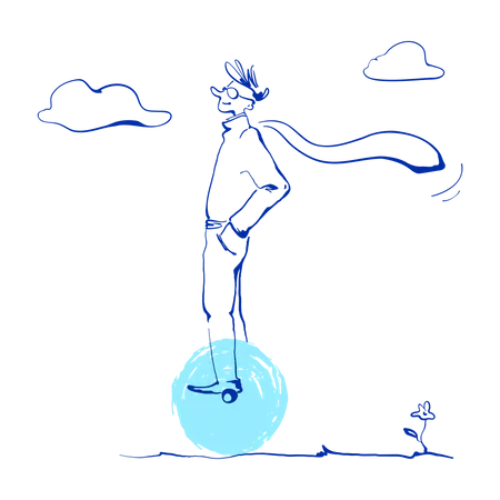 Man riding gyroscooter  Illustration