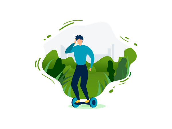 Man Riding Gyroscooter  Illustration