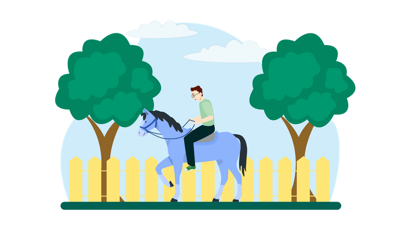 Man riding Horse  Illustration