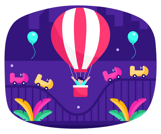 Man riding hot air balloon  Illustration