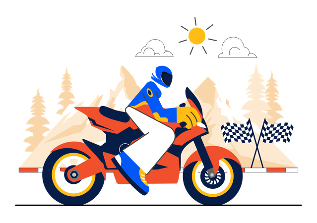 Man riding in motorcycle racing  Illustration