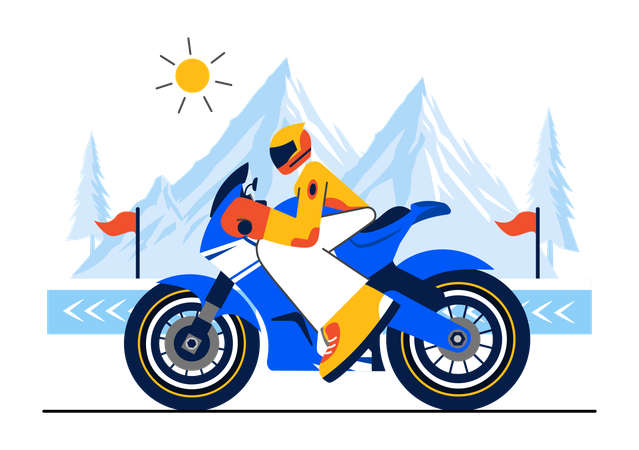 Man riding in motorcycle racing  Illustration