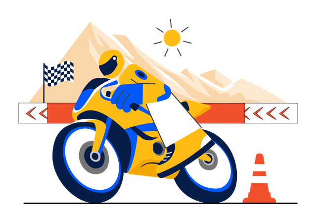 Man riding in motorcycle racing  Illustration