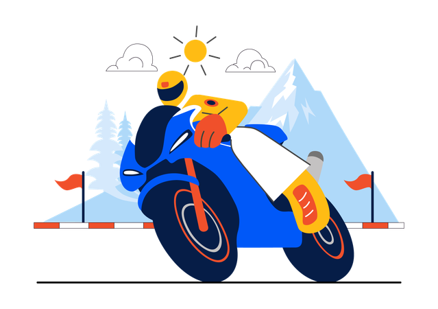 Man riding in motorcycle racing  Illustration