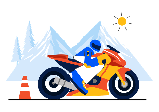 Man riding in motorcycle racing  Illustration