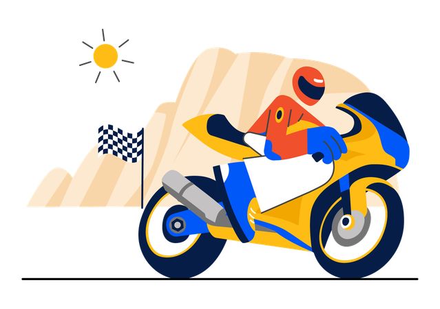Man riding in motorcycle racing  Illustration