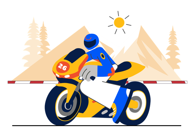 Man riding in motorcycle racing  Illustration