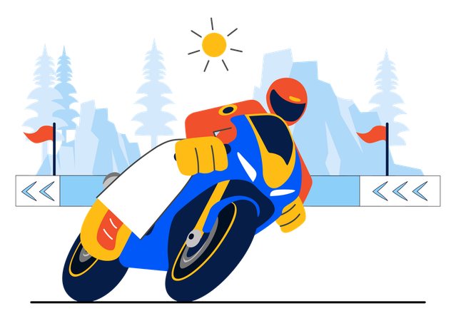 Man riding in motorcycle racing  Illustration