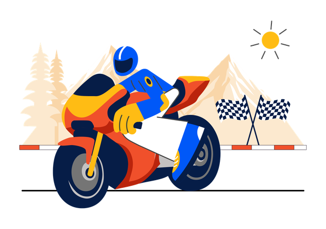 Man riding in motorcycle racing  Illustration