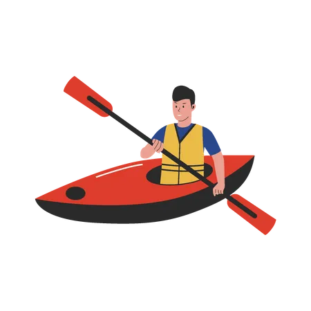 Concept Illustration Of Man Riding A Kayak Flat Design Illustration Illustration