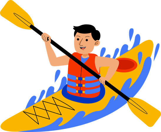 Man Riding Kayaking  Illustration
