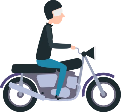 Man riding motorbike Illustration
