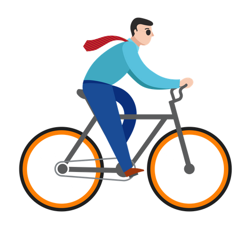 Man riding on bicycle Illustration