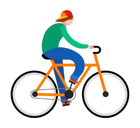 Man riding on bicycle Illustration