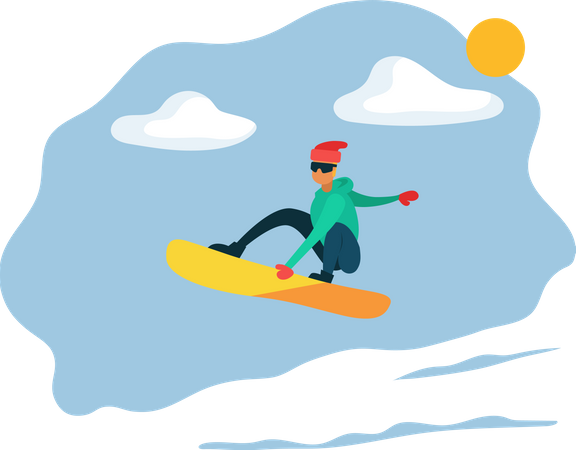 Man Riding on Snowboard  Illustration