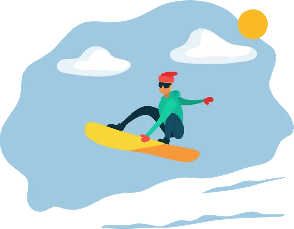 Man Riding on Snowboard  Illustration