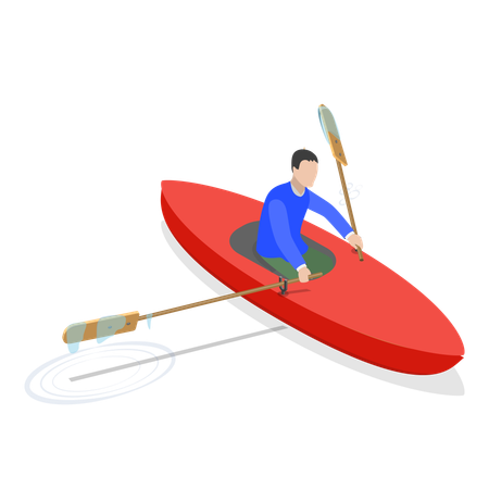 Man riding Sailing Boat  Illustration