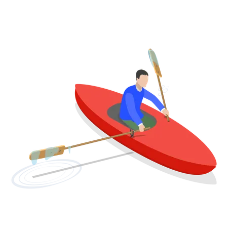 Man riding Sailing Boat  Illustration