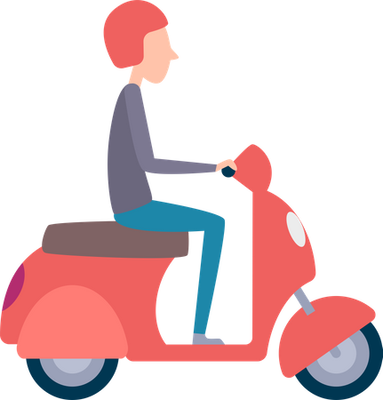 Man riding scooter Illustration