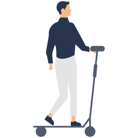 Best Premium Man Riding Scooter Illustration Download In Png & Vector 