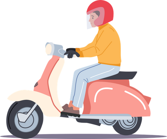 Man riding scooter  Illustration