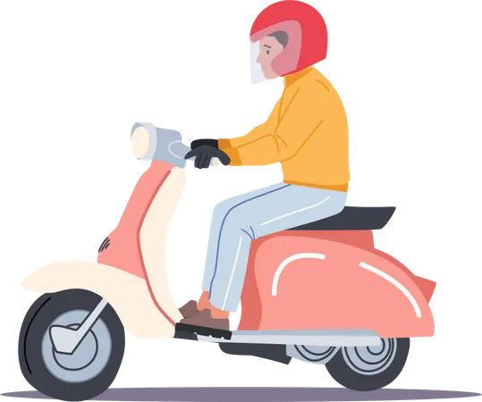 Man riding scooter  Illustration