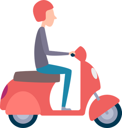 Man riding scooter  Illustration