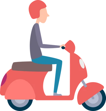 Man riding scooter  Illustration