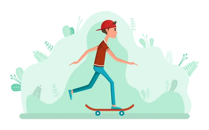 Man riding skateboard  Illustration
