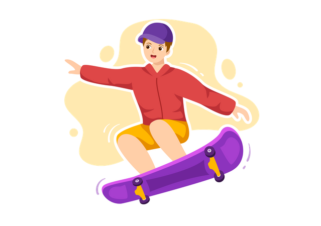 Man riding skateboard  Illustration