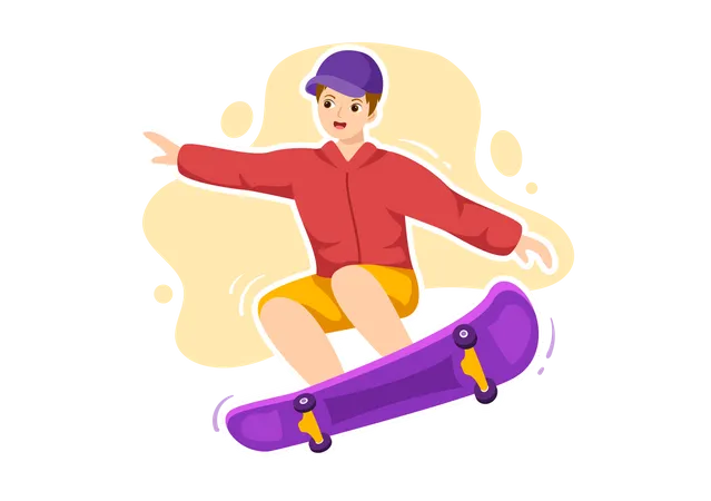 Man riding skateboard  Illustration